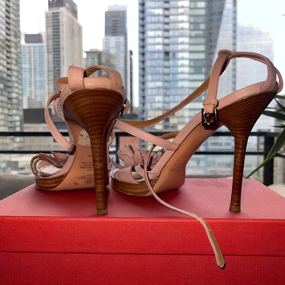 VALENTINO Size 41 - Leather Floral Blush Pink Heels - Picture 5 of 6